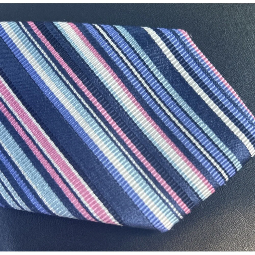 TAILORBYRD Boys Tie 100% Silk Handmade In Italy Stripe Repp Necktie Short 51x3